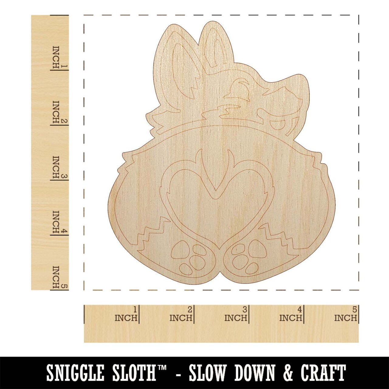 Cute Corgi with a Heart Butt Unfinished Wood Shape Piece Cutout for DIY Craft Projects